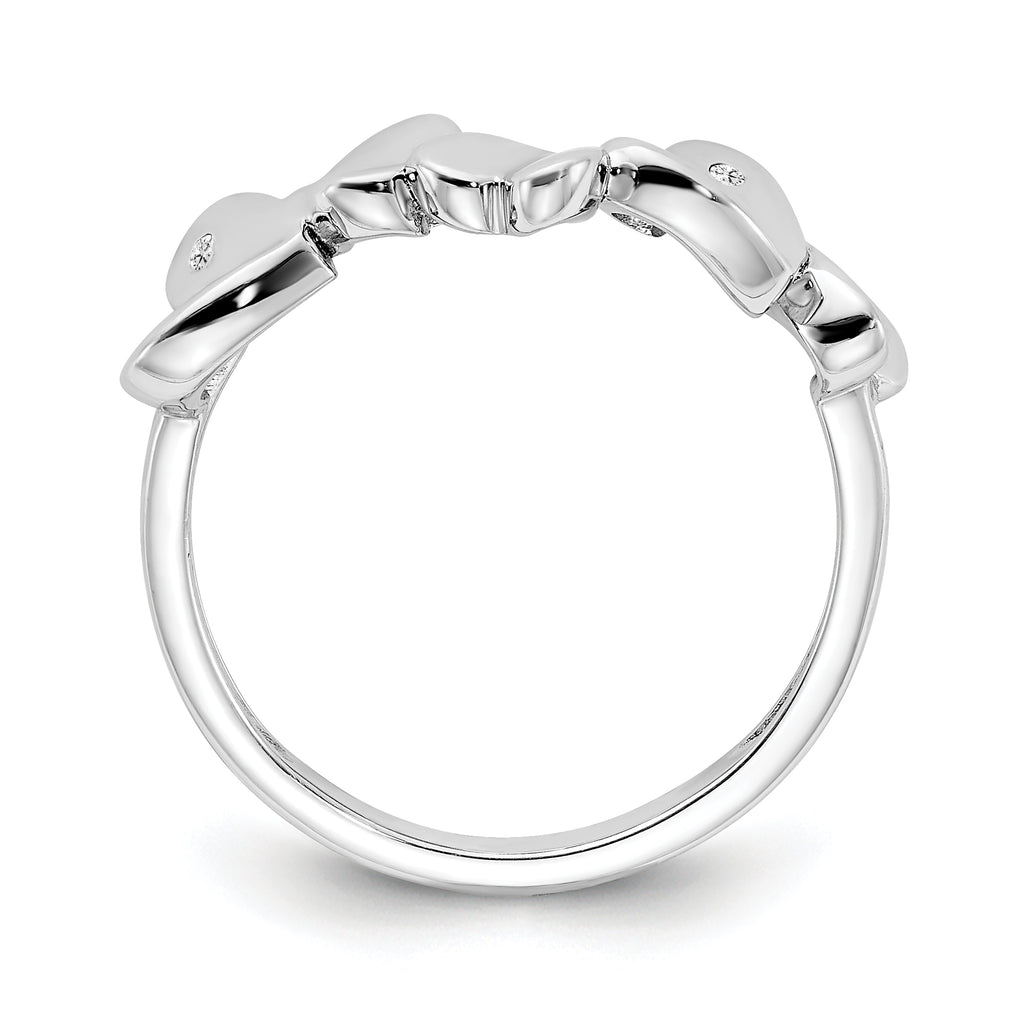 White Ice Sterling Silver Rhodium-plated Diamond Hearts Ring