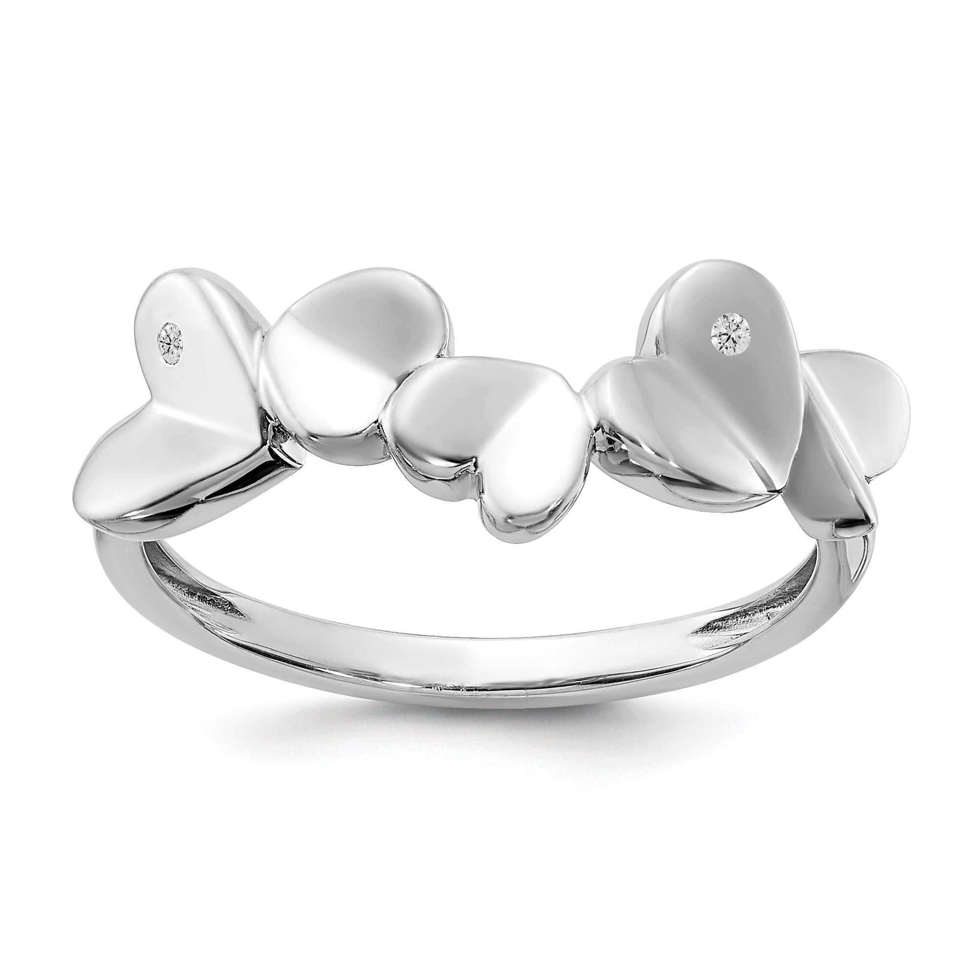 White Ice Sterling Silver Rhodium-plated Diamond Hearts Ring Main image