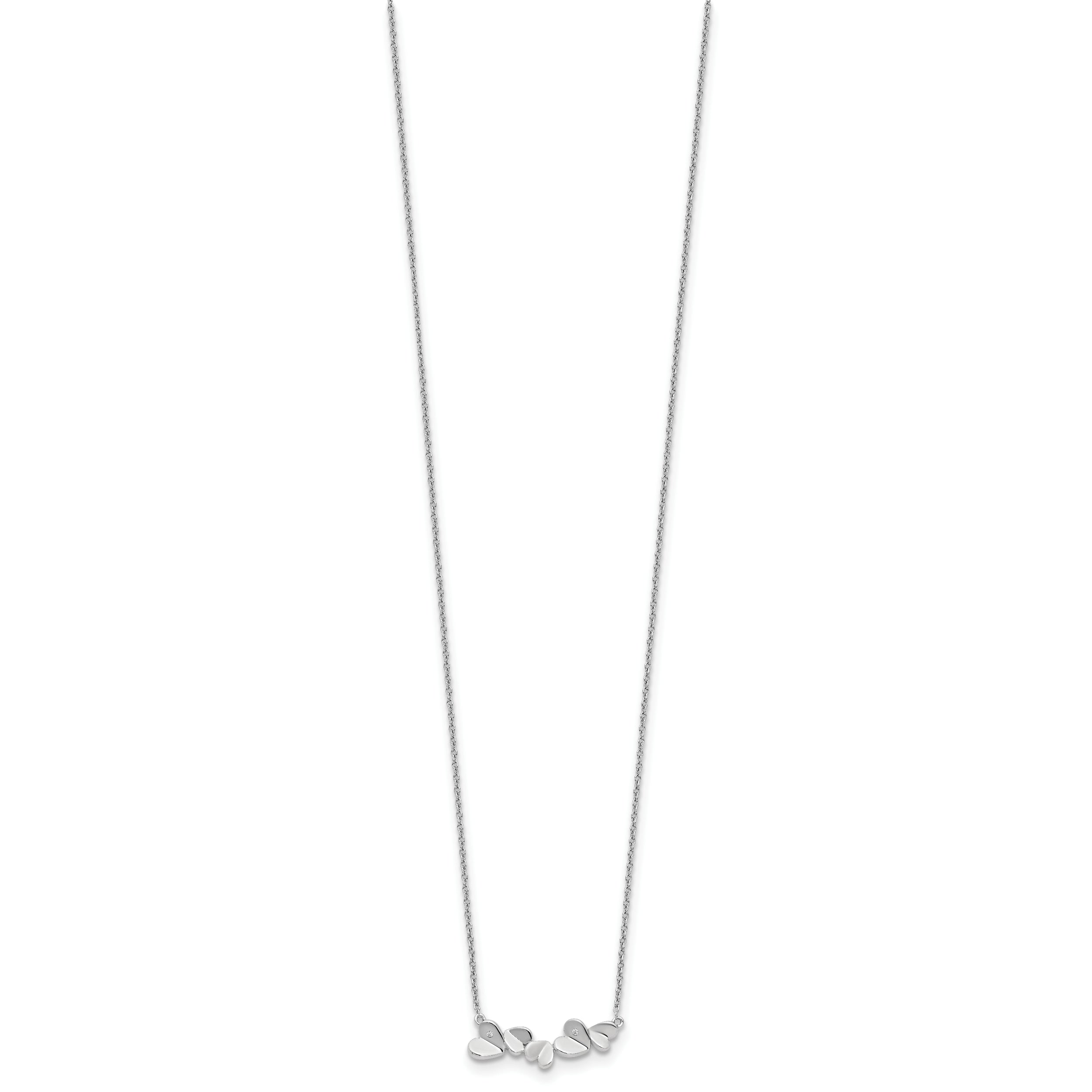 White Ice Sterling Silver Rhodium-plated 18 Inch Diamond Heart Bar Necklace