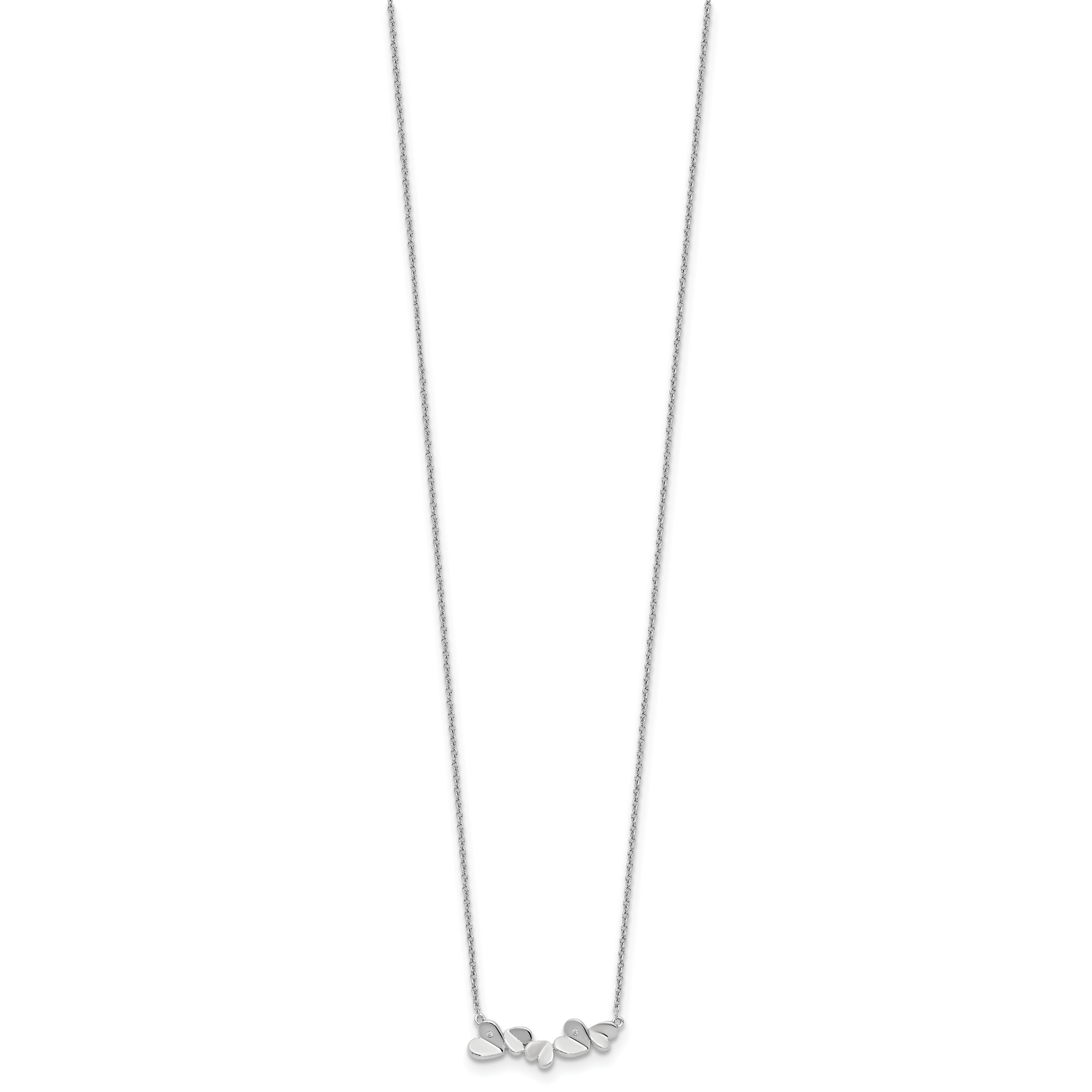 White Ice Sterling Silver Rhodium-plated 18 Inch Diamond Heart Bar Necklace Secondary image