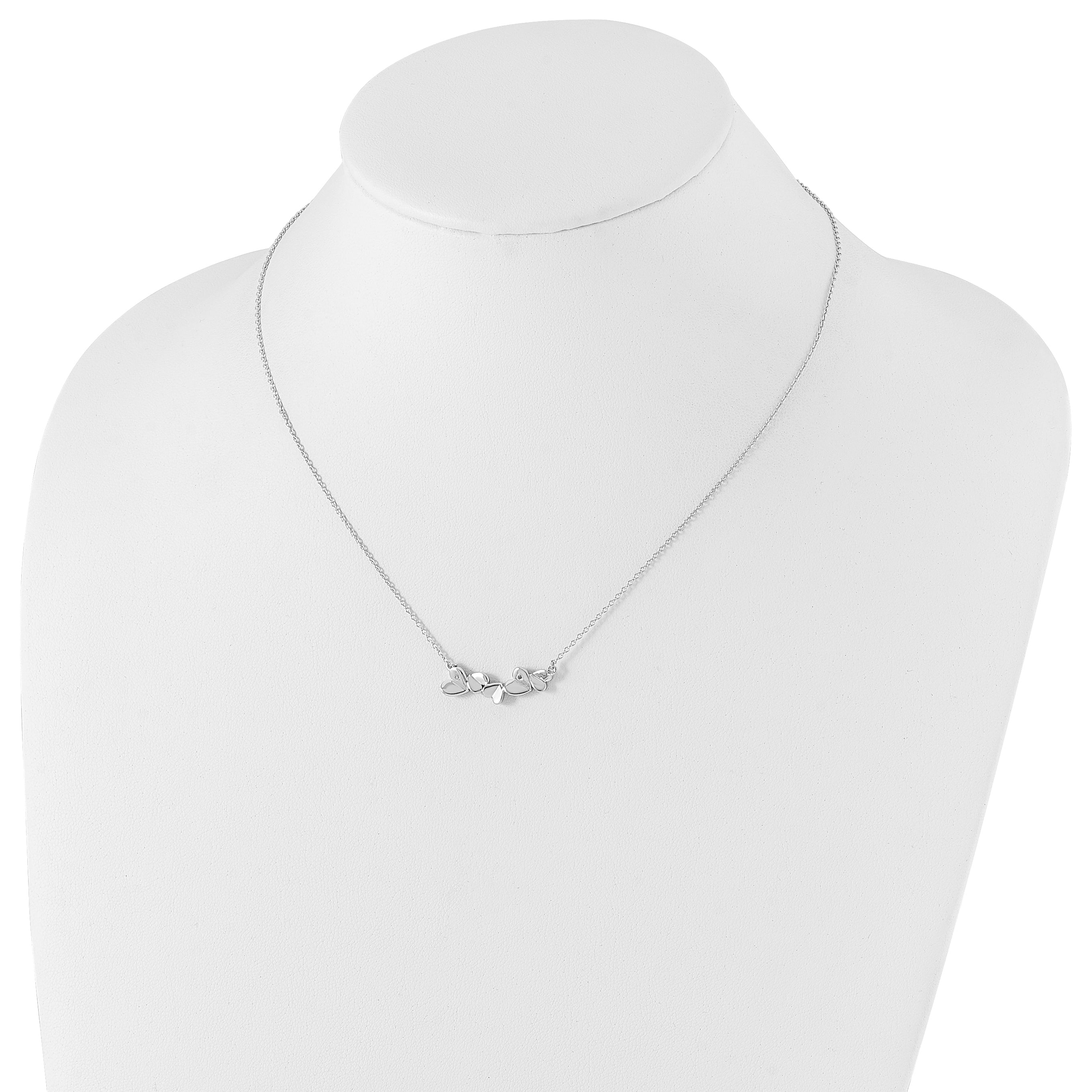 White Ice Sterling Silver Rhodium-plated 18 Inch Diamond Heart Bar Necklace
