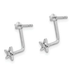 White Ice Sterling Silver Rhodium-plated Diamond Stars Front and Back Earrings