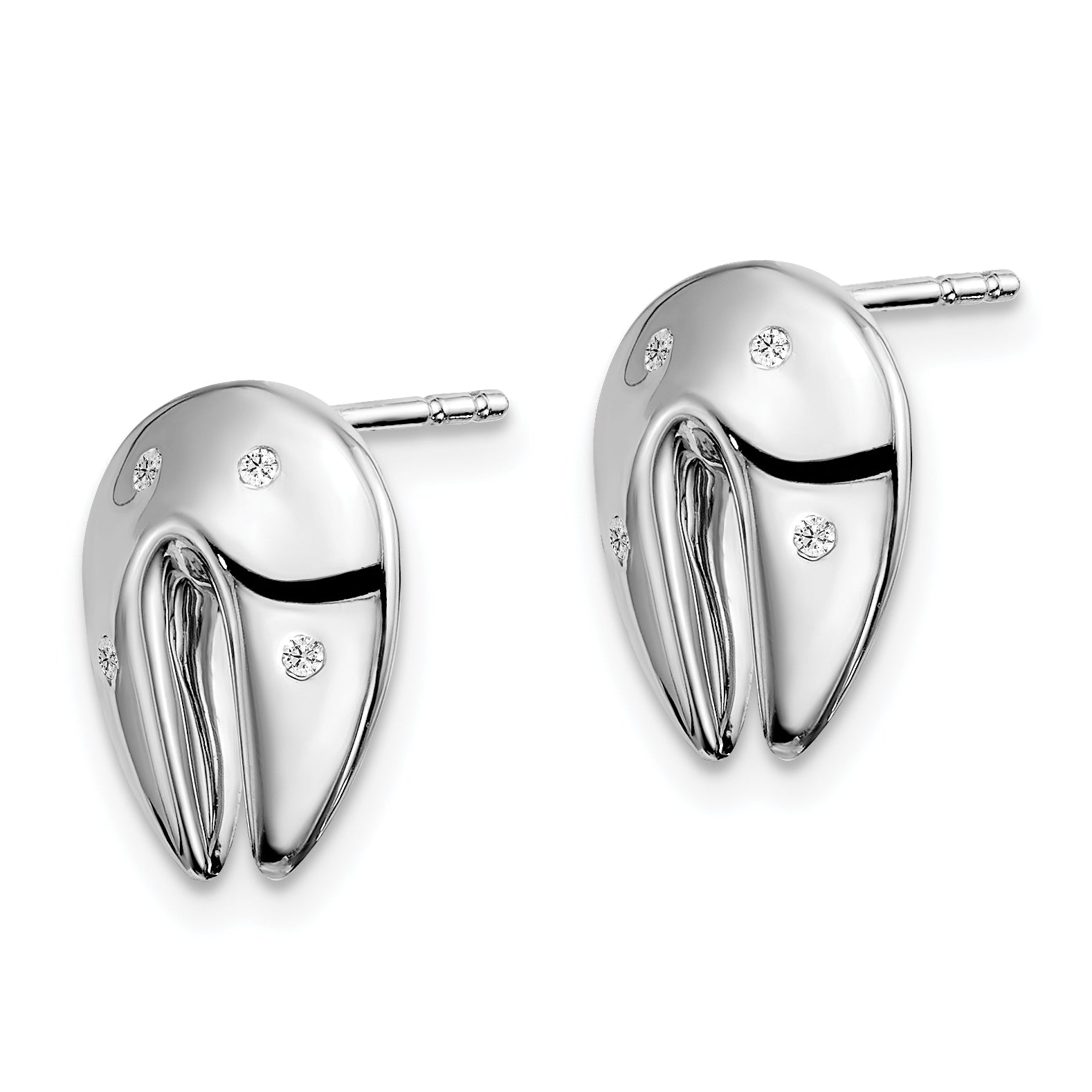 White Ice Sterling Silver Rhodium-plated Diamond Fortune Cookie Post Earrings