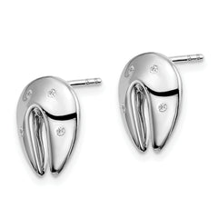 White Ice Sterling Silver Rhodium-plated Diamond Fortune Cookie Post Earrings