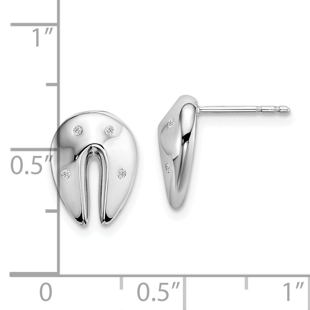 White Ice Sterling Silver Rhodium-plated Diamond Fortune Cookie Post Earrings