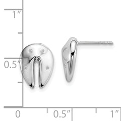 White Ice Sterling Silver Rhodium-plated Diamond Fortune Cookie Post Earrings