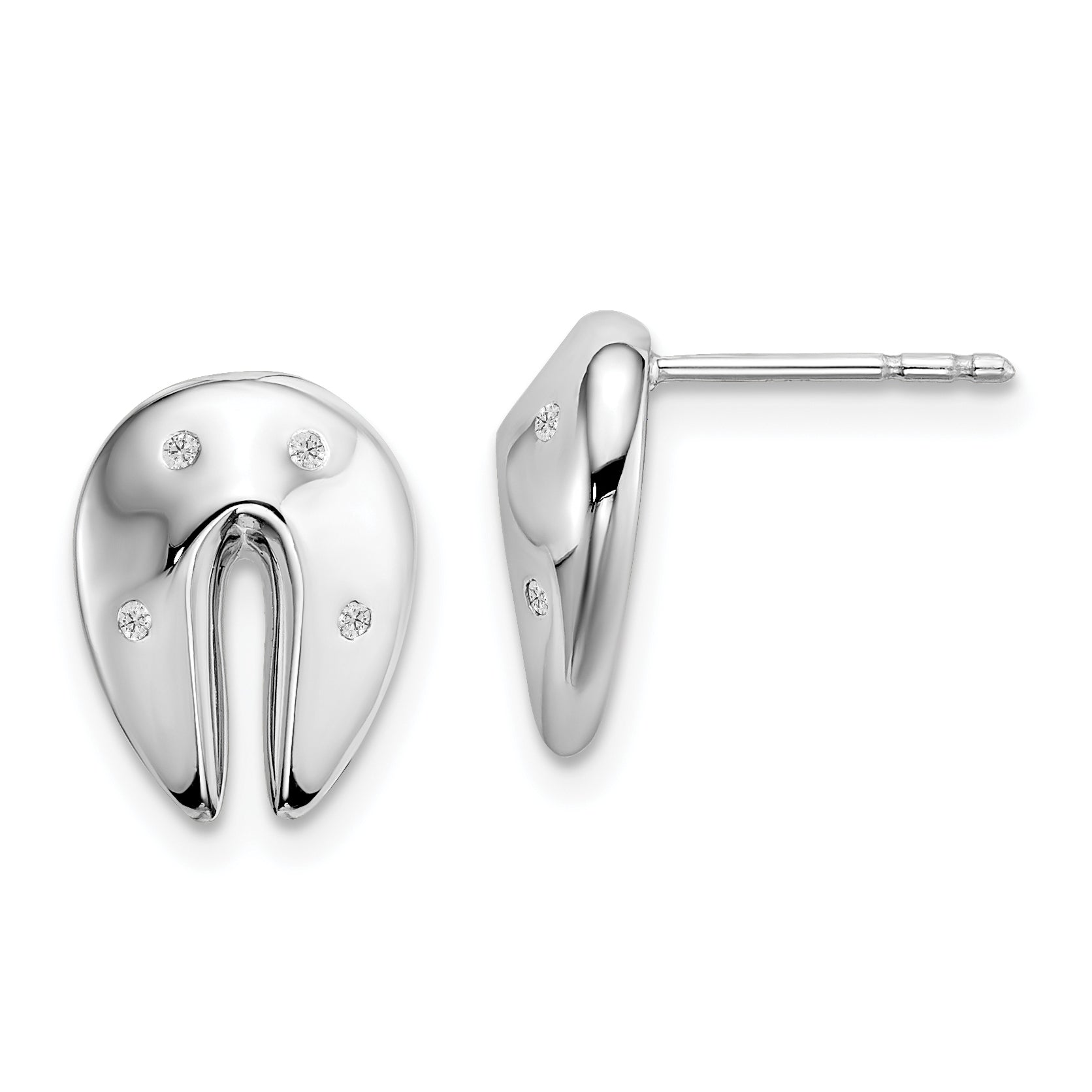 White Ice Sterling Silver Rhodium-plated Diamond Fortune Cookie Post Earrings Main image