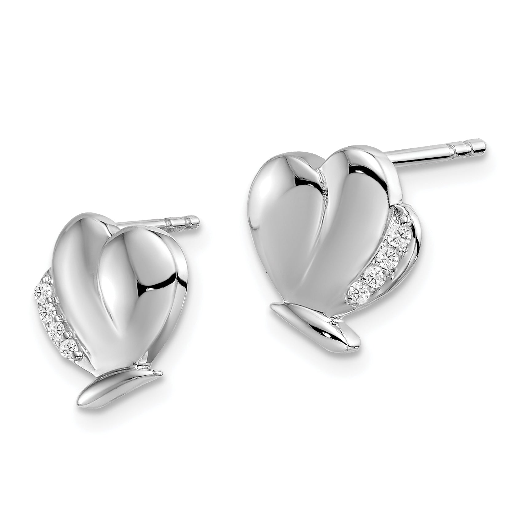 White Ice Sterling Silver Rhodium-plated Diamond Butterfly Post Earrings Secondary image