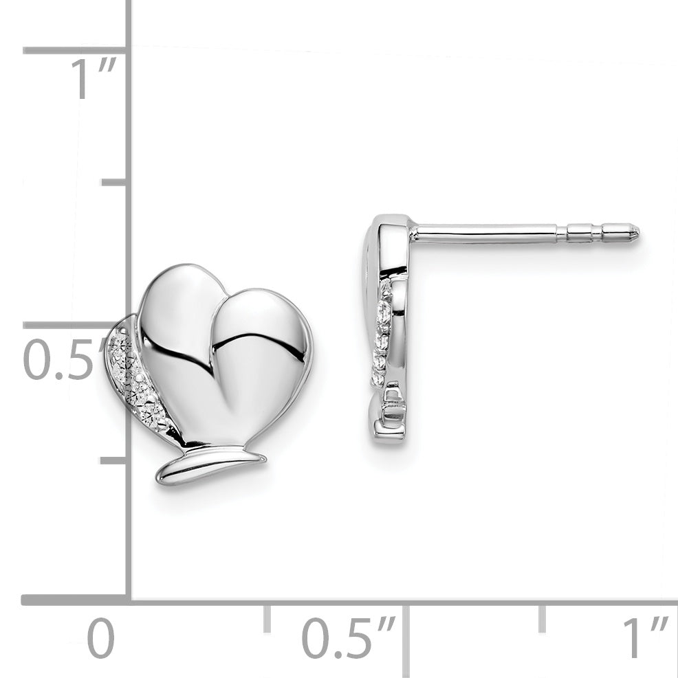White Ice Sterling Silver Rhodium-plated Diamond Butterfly Post Earrings