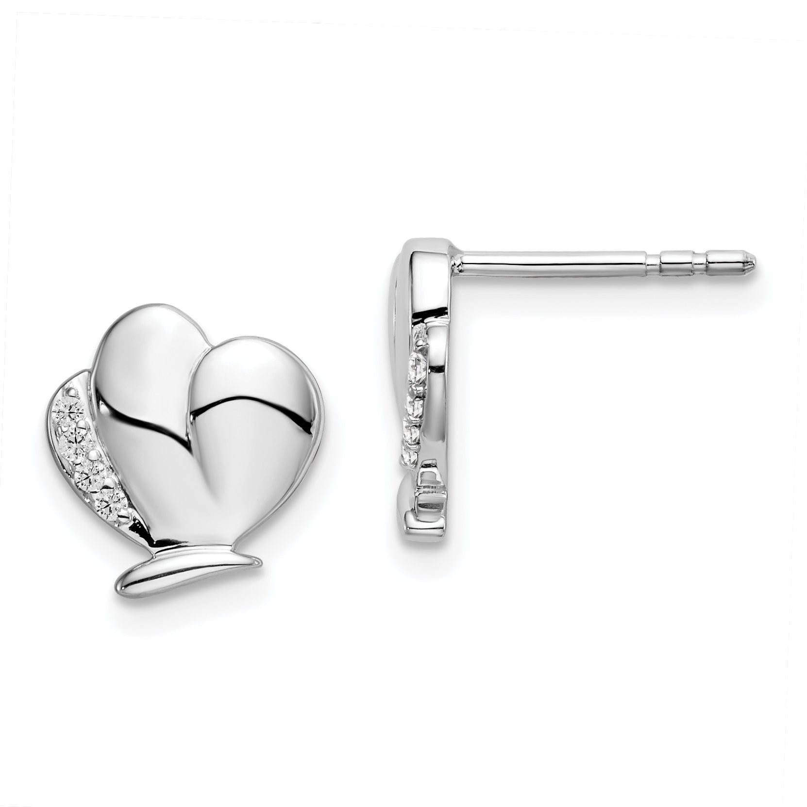 White Ice Sterling Silver Rhodium-plated Diamond Butterfly Post Earrings Main image