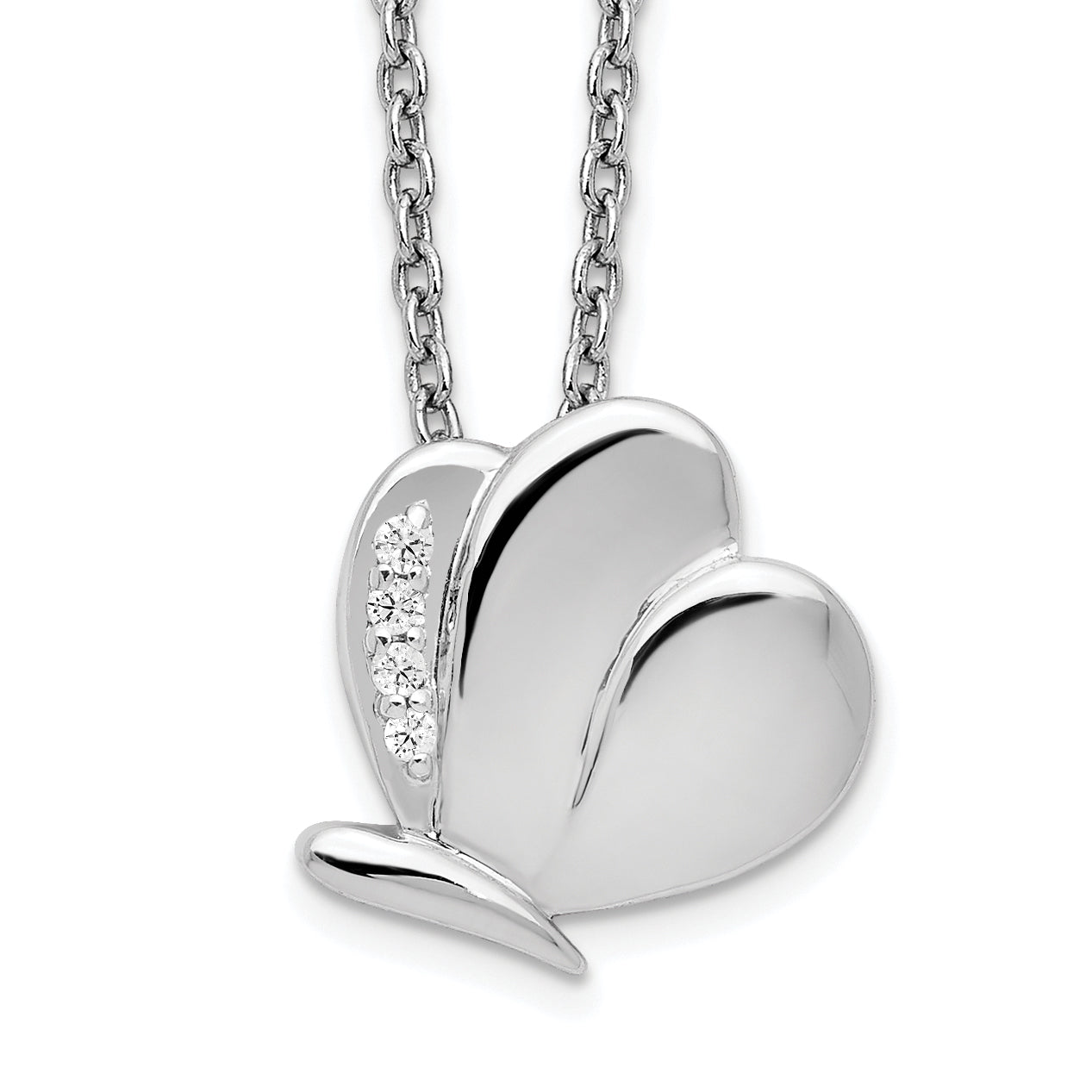 White Ice Sterling Silver Rhodium-plated 18 Inch Diamond Butterfly Necklace with 2 Inch Extender Main image