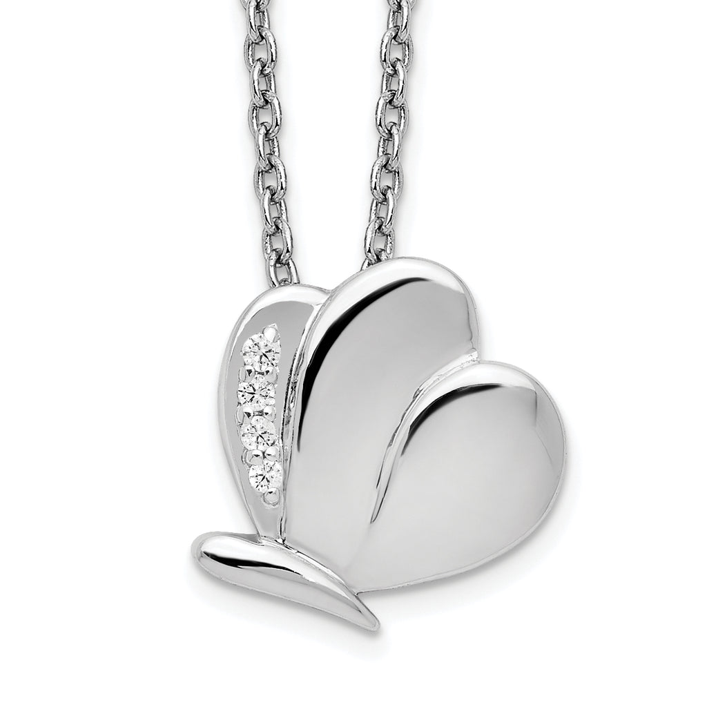 White Ice Sterling Silver Rhodium-plated 18 Inch Diamond Butterfly Necklace with 2 Inch Extender