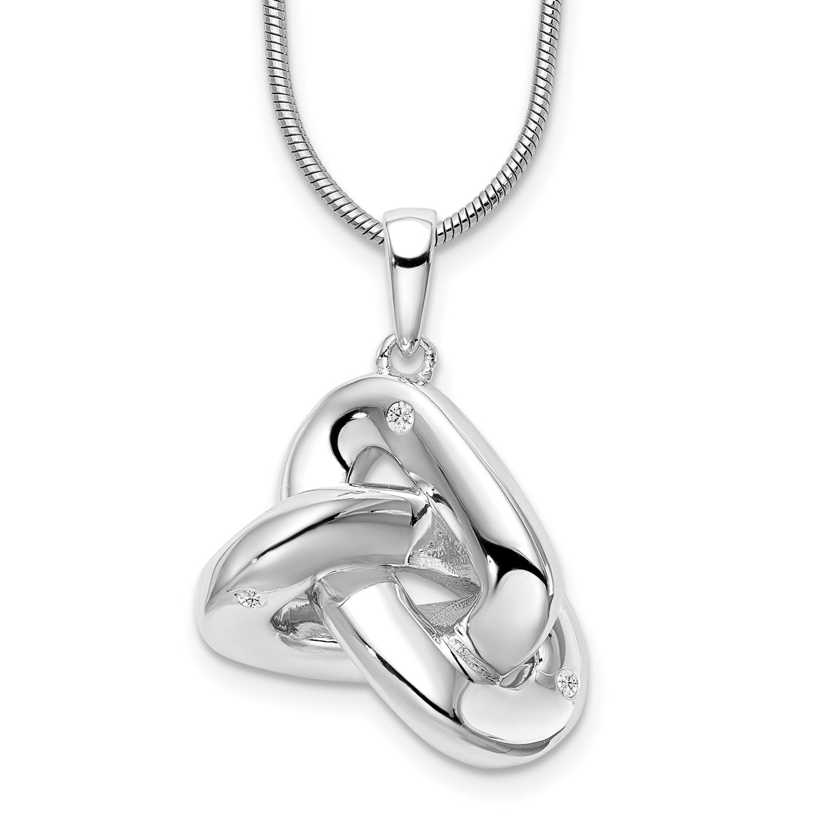 White Ice Sterling Silver Rhodium-Rhodium-Plated 18 Inch Diamond Love Knot Necklace with 2 Inch Extender
