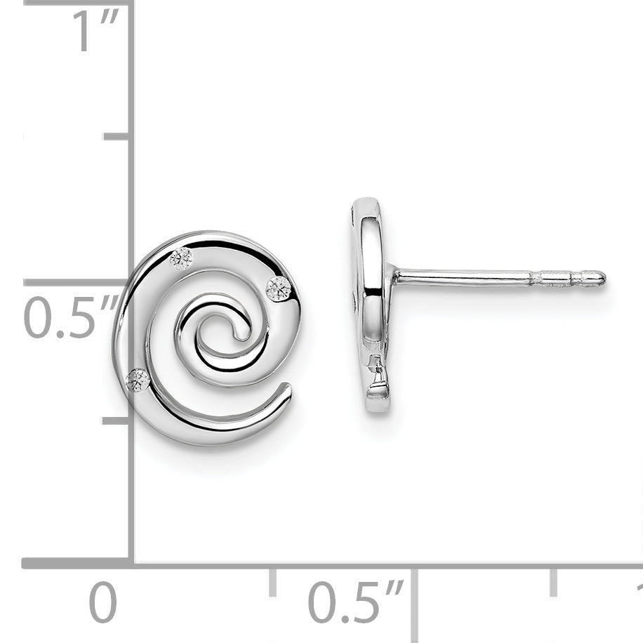 White Ice Sterling Silver Rhodium-plated Diamond Swirl Post Earrings