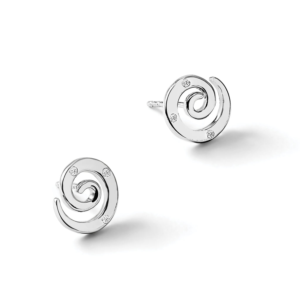 Diamond Swirl Stud Earrings in Sterling Silver, 1mm (0.03 ct. tw.) - Sophia Jewelers
