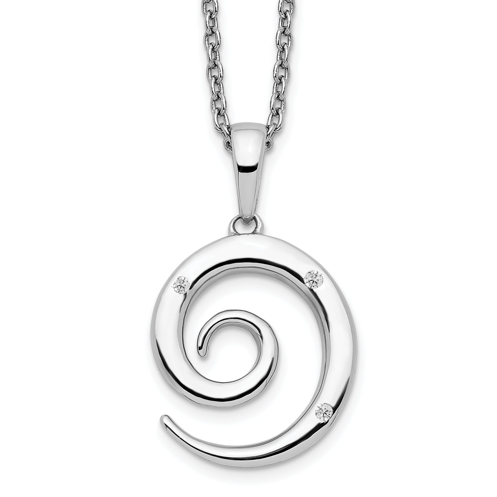 White Ice Sterling Silver Rhodium-plated 18 Inch Diamond Swirl Necklace with 2 Inch Extender Main image
