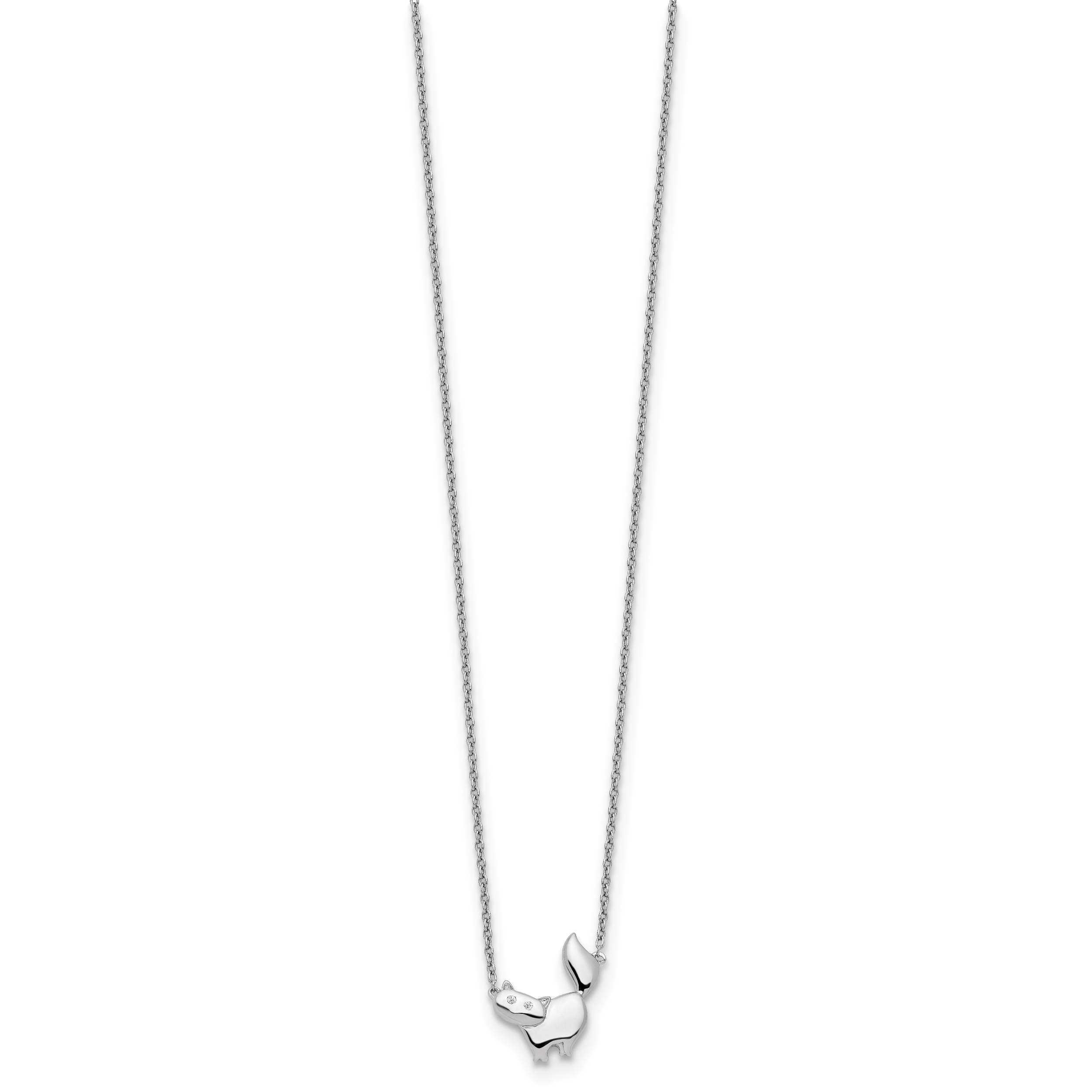 White Ice Sterling Silver Rhodium-plated 18 Inch Diamond Cat Necklace Secondary image