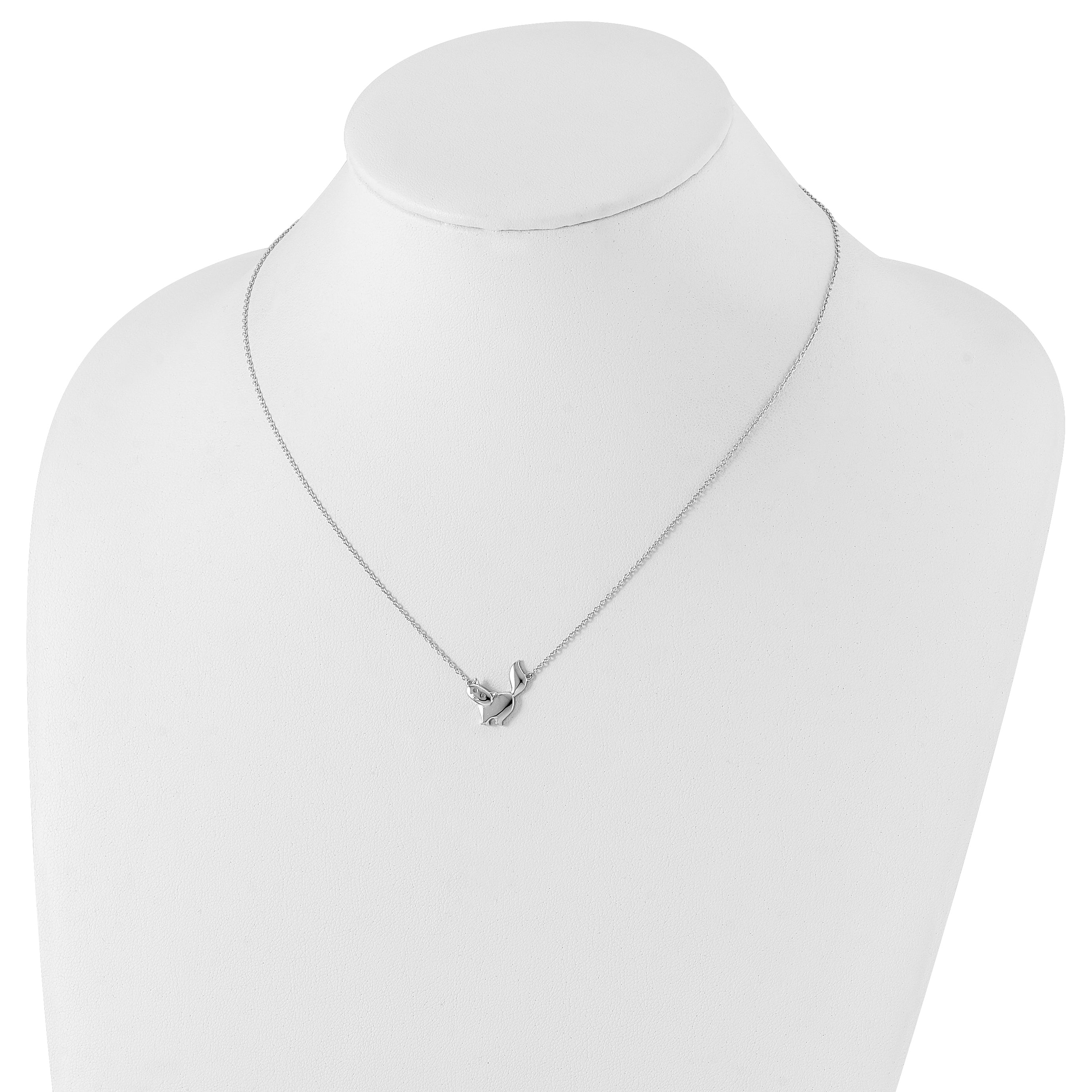 White Ice Sterling Silver Rhodium-plated 18 Inch Diamond Cat Necklace