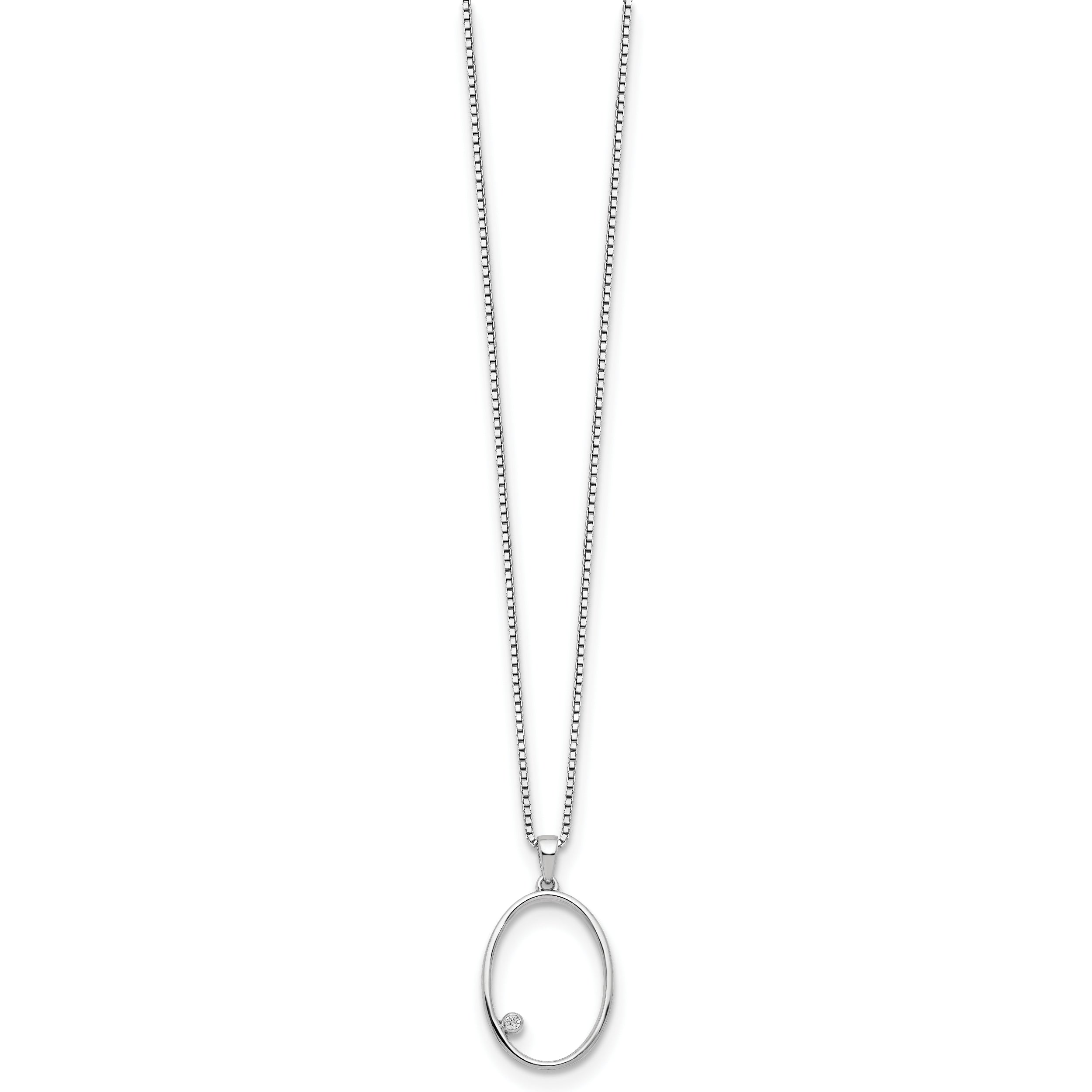White Ice Sterling Silver Rhodium-plated 18 Inch Diamond Open Oval Necklace with 2 Inch Extender