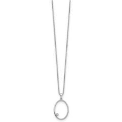 White Ice Sterling Silver Rhodium-plated 18 Inch Diamond Open Oval Necklace with 2 Inch Extender
