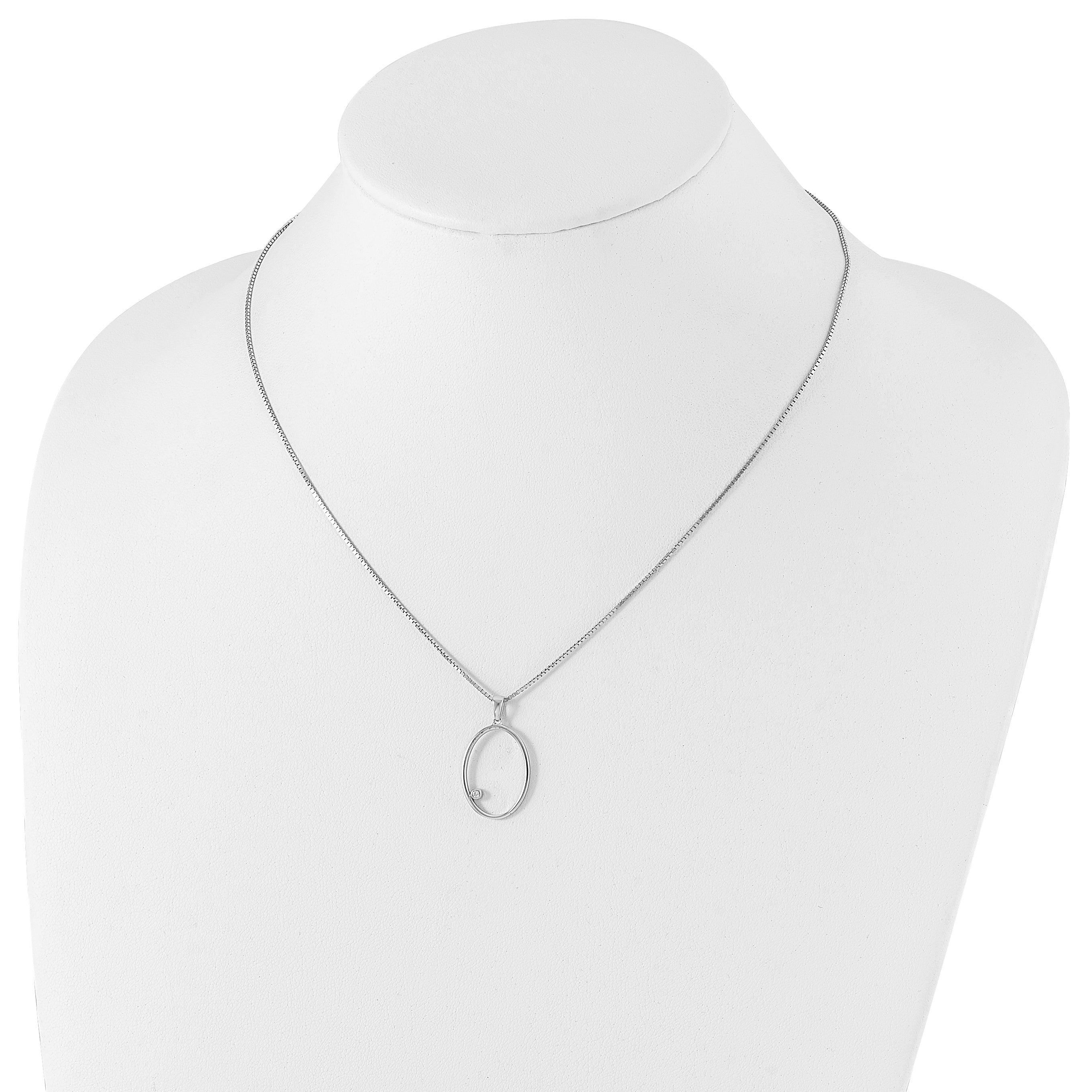 White Ice Sterling Silver Rhodium-plated 18 Inch Diamond Open Oval Necklace with 2 Inch Extender