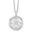 White Ice Sterling Silver Rhodium-Rhodium-Plated 18 Inch Diamond Letter R Initial Necklace with 2 Inch Extender