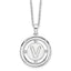White Ice Sterling Silver Rhodium-Rhodium-Plated 18 Inch Diamond Letter V Initial Necklace with 2 Inch Extender