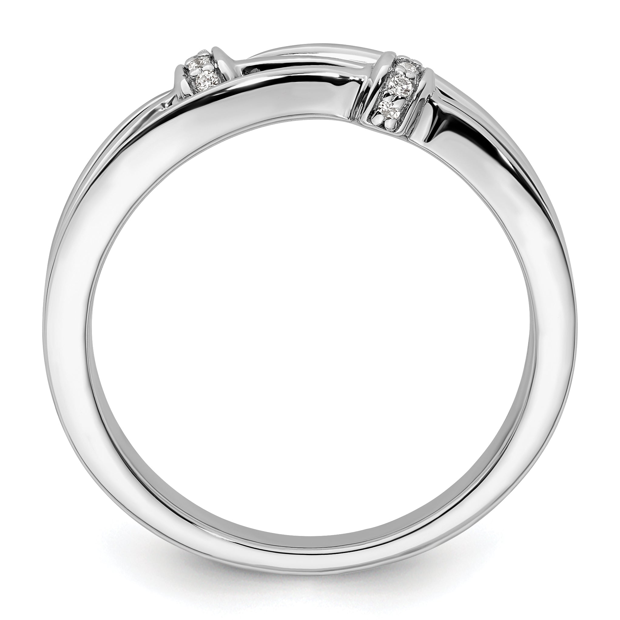 White Ice Sterling Silver Rhodium-plated Diamond Criss Cross Ring Secondary image