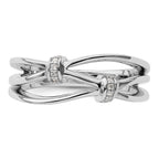 White Ice Sterling Silver Rhodium-plated Diamond Criss Cross Ring