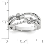 White Ice Sterling Silver Rhodium-plated Diamond Criss Cross Ring