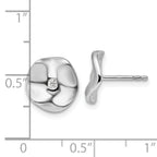 White Ice Sterling Silver Rhodium-plated Diamond Wavy Disk Post Earrings
