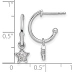 White Ice Sterling Silver Rhodium-plated Diamond Star Dangle J-Hoop Post Earrings