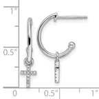 White Ice Sterling Silver Rhodium-plated Diamond Cross Dangle J-Hoop Post Earrings