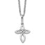 White Ice Sterling Silver Rhodium-Rhodium-Plated 18 Inch Diamond Cross with Heart Necklace with 2 Inch Extender