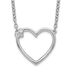 White Ice Sterling Silver Rhodium-Rhodium-Plated 18 Inch Diamond Open Heart Necklace