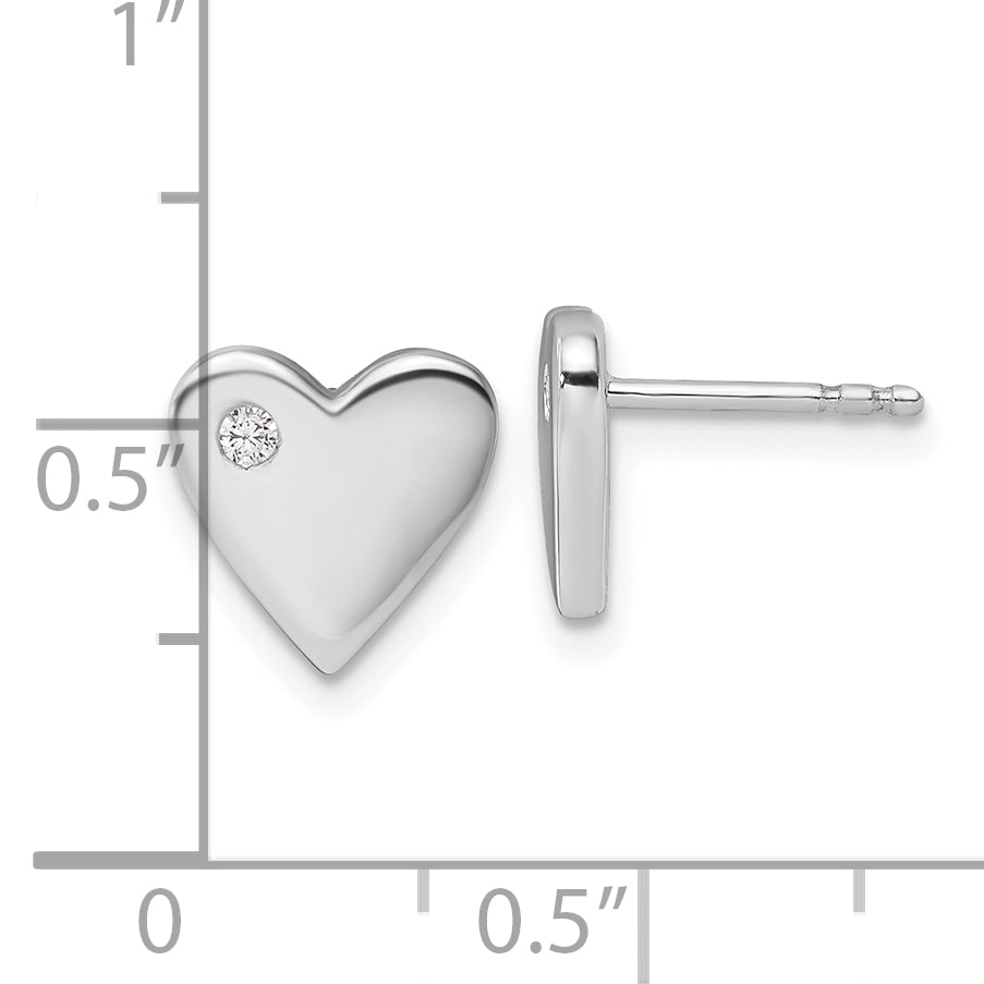 White Ice Sterling Silver Rhodium-plated Diamond Heart Earrings