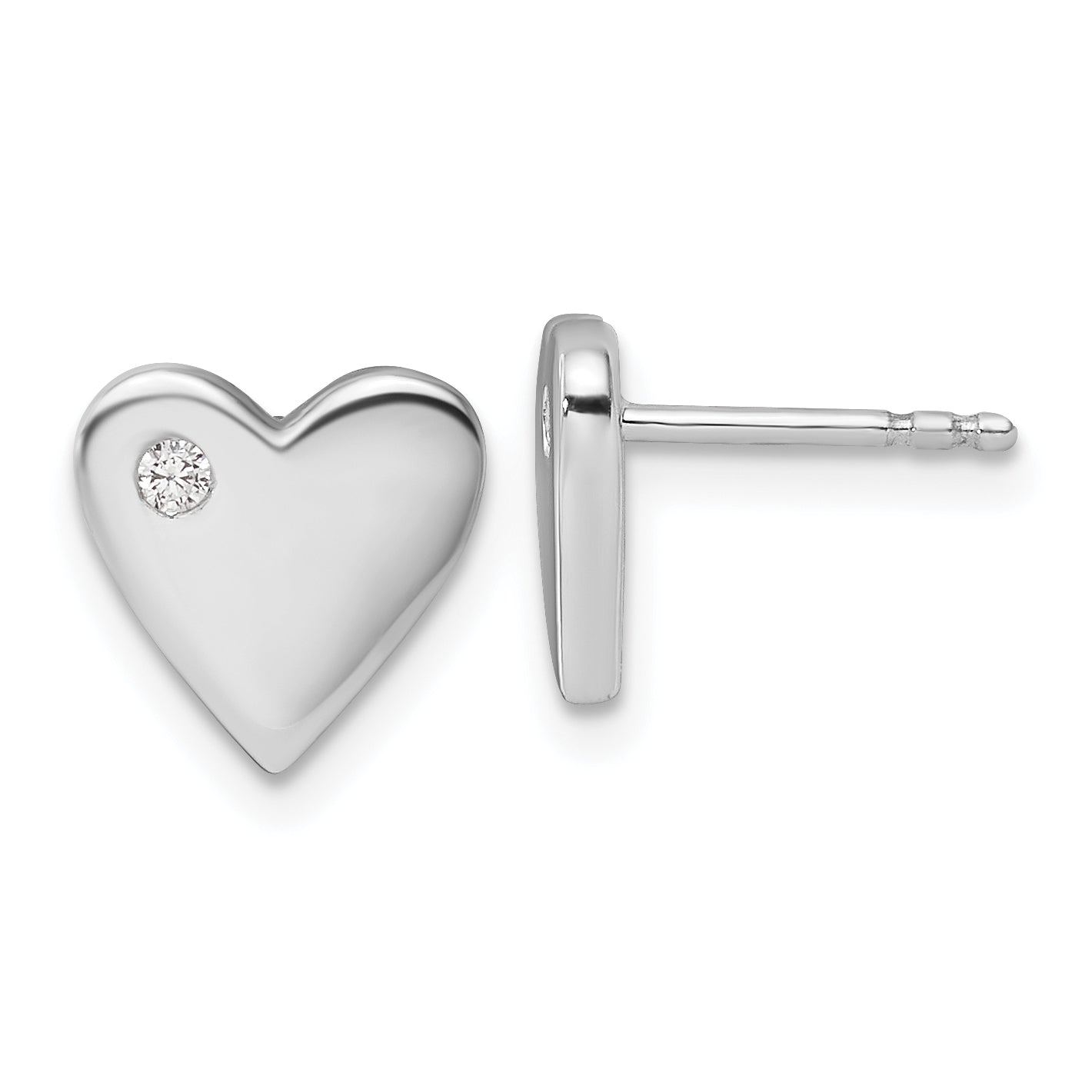 White Ice Sterling Silver Rhodium-plated Diamond Heart Earrings Main image