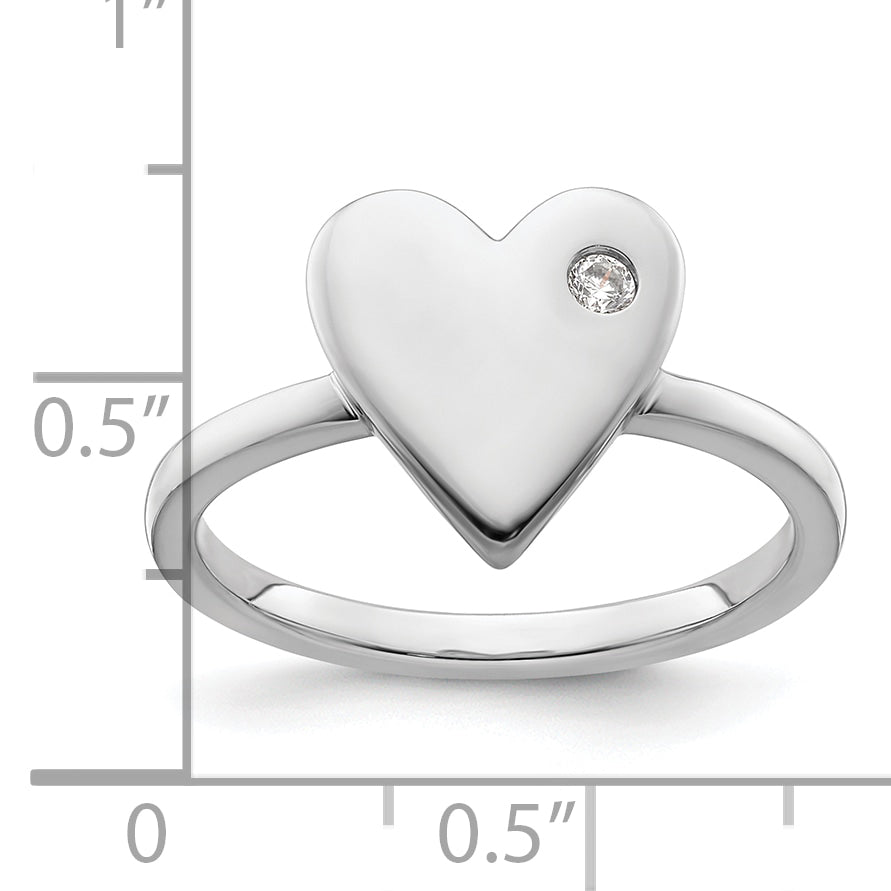 White Ice Sterling Silver Rhodium-plated Diamond Heart Ring