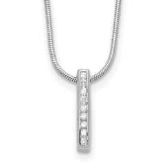White Ice Sterling Silver Rhodium-Rhodium-Plated 18 Inch Chanel-set Diamond Vertical Bar Necklace with 2 Inch Extender
