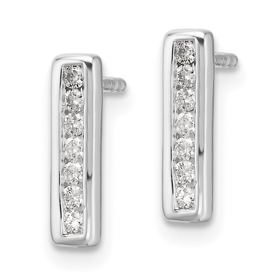 White Ice Sterling Silver Rhodium-plated Diamond Vertical Post Earrings
