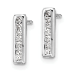 White Ice Sterling Silver Rhodium-plated Diamond Vertical Post Earrings