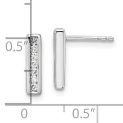 White Ice Sterling Silver Rhodium-plated Diamond Vertical Post Earrings