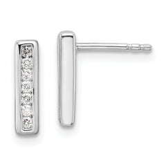 White Ice Sterling Silver Rhodium-plated Diamond Vertical Post Earrings