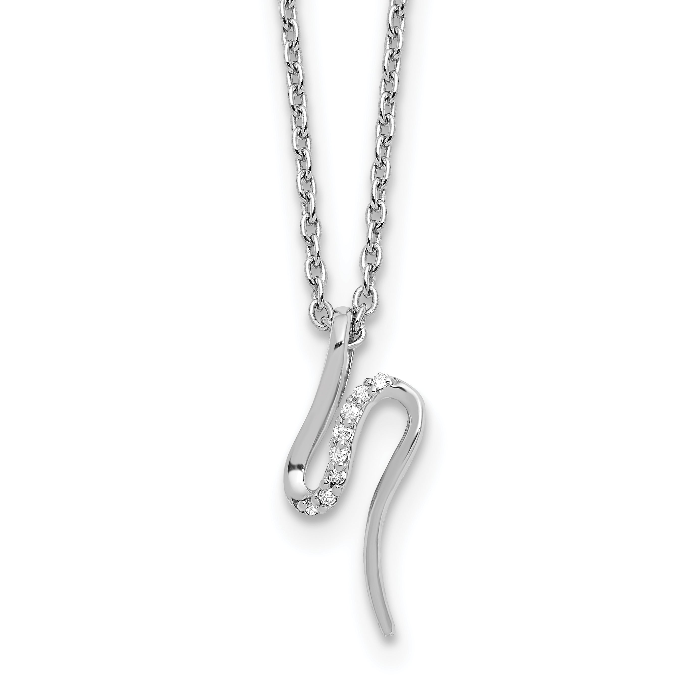 White Ice Sterling Silver Rhodium-Rhodium-Plated 18 inch Diamond Necklace plus 2 inch Extender