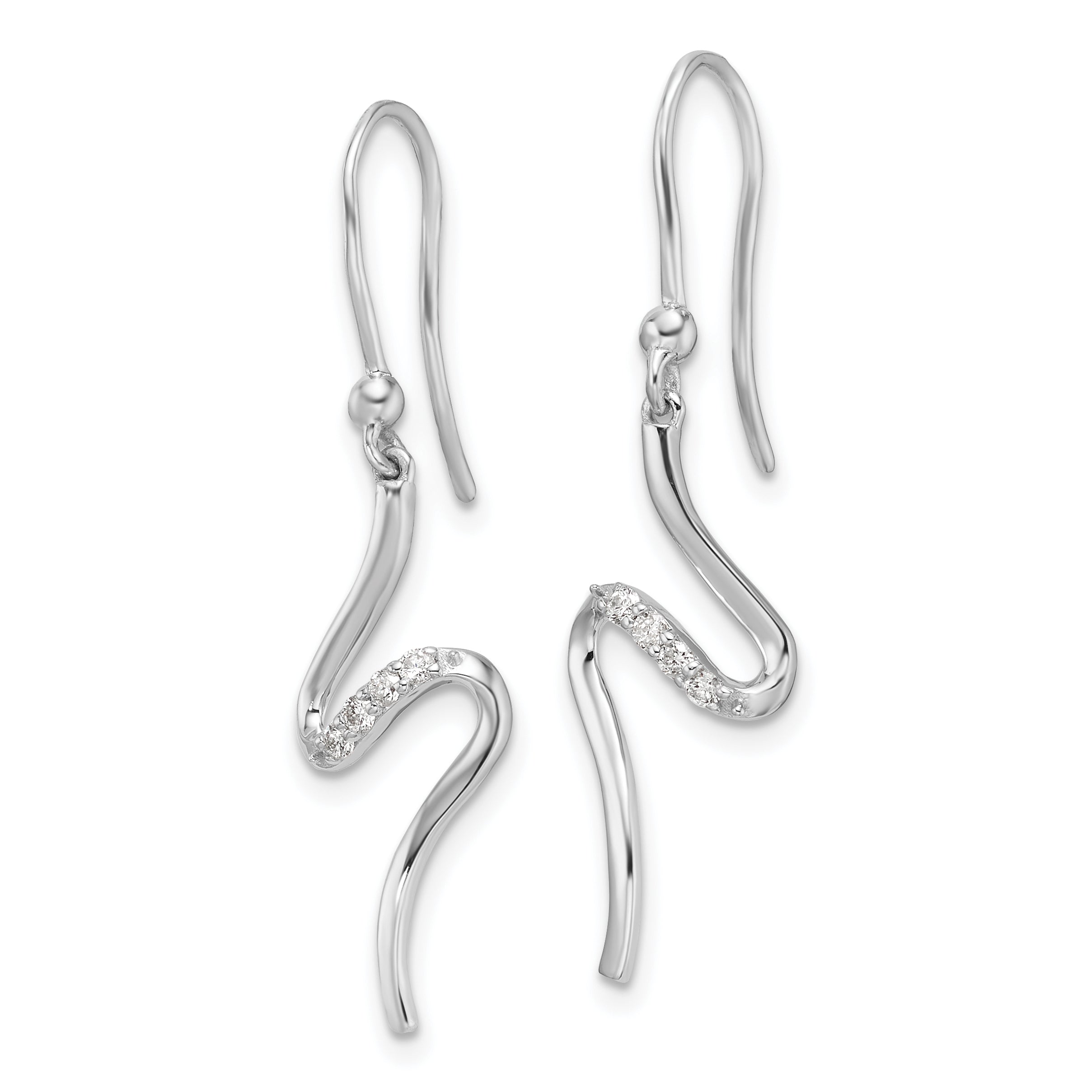 White Ice Sterling Silver Rhodium-plated Diamond Shepherd Hook Dangle Earrings