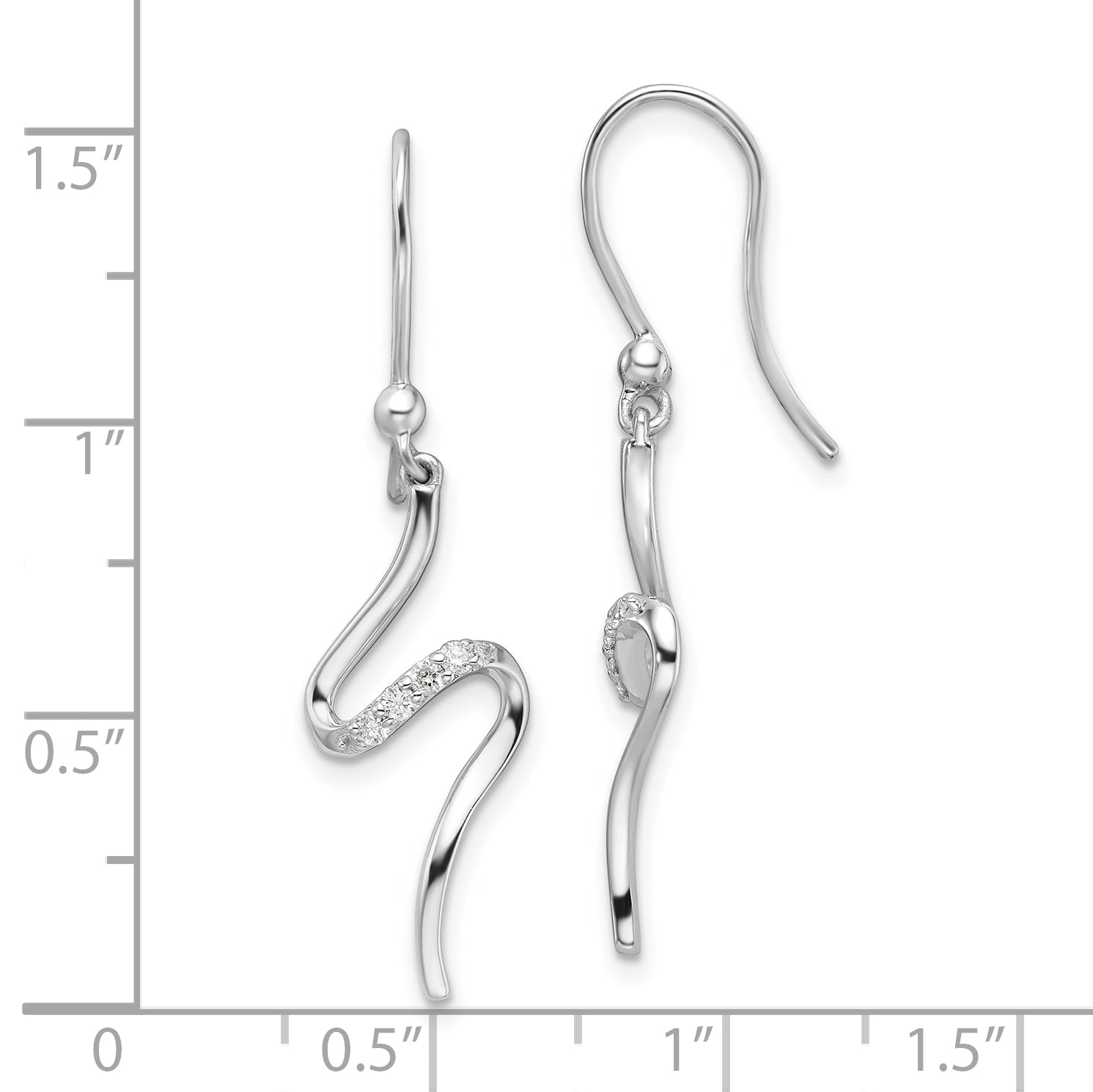 White Ice Sterling Silver Rhodium-plated Diamond Shepherd Hook Dangle Earrings