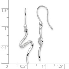 White Ice Sterling Silver Rhodium-plated Diamond Shepherd Hook Dangle Earrings