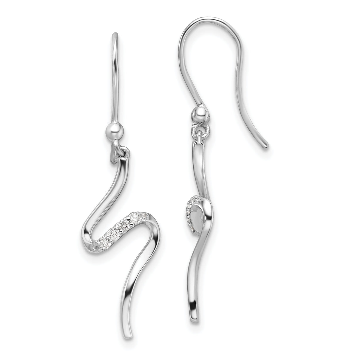 White Ice Sterling Silver Rhodium-plated Diamond Shepherd Hook Dangle Earrings