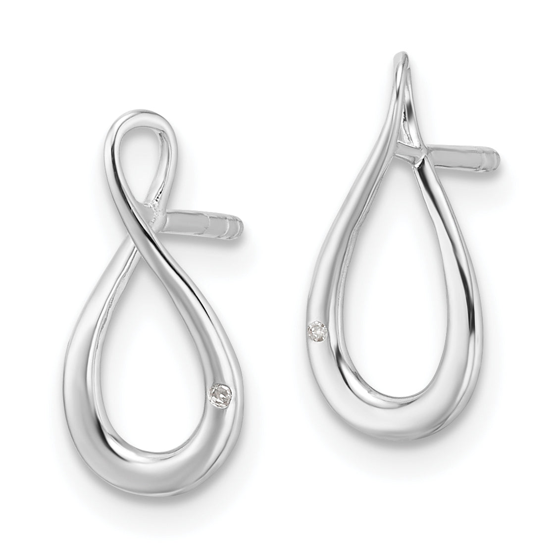 White Ice Sterling Silver Rhodium-plated Diamond Post Earrings Secondary image