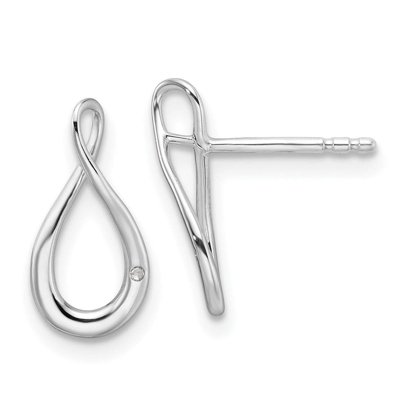 White Ice Sterling Silver Rhodium-plated Diamond Post Earrings